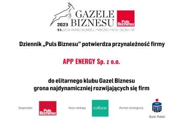 App Energy Nominacja do Rankingu Gazele Biznesu 2023